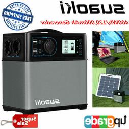Suaoki 400Wh Portable Solar Power Generator Supply 4 USB Por