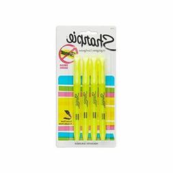 , Pocket Highlighter Narrow Chisel, 4-carded, Fluorescent Ye