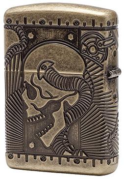 Zippo Armor Antique Brass Steampunk Pocket Lighter, MultiCut