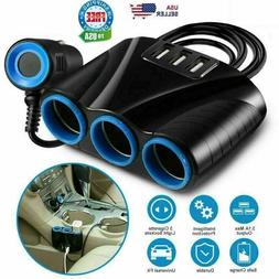 Socket 3 Usb Charger Splitter 12v Outlet Power Adapter Car N
