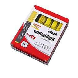 Foska Highlighters, Chisel Tip, Fluorescent Yellow, 12-Count