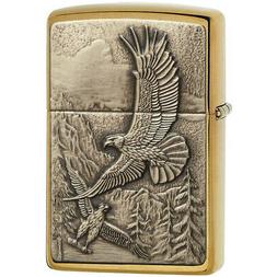 Zippo Where Eagles Dare Emblem Brushed Brass Lighter 